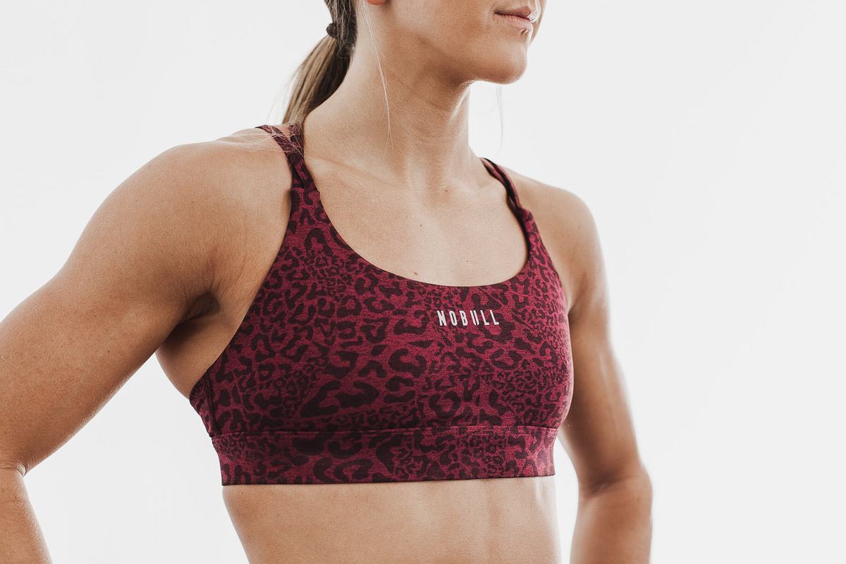 Nobull Plush Heather Women\'s Sports Bras Leopard | Australia (ON3489)